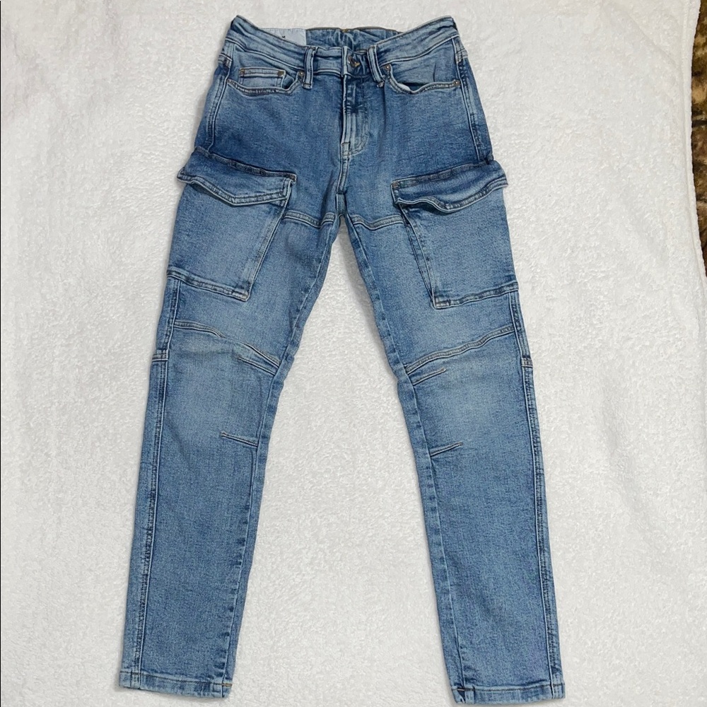 H&M Denim Blue Slim Coupe Etroite Skinny Cargo Jeans for Men Size:30/32